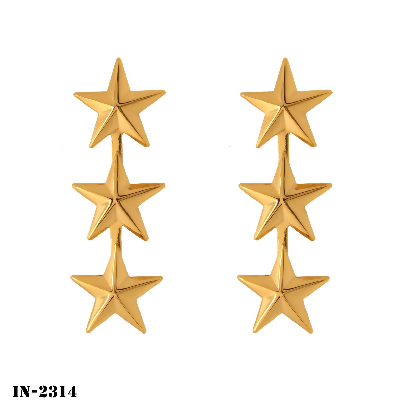 Collar Device Rank Pins Lieutenant General ~ 3 Gold Stars on a Bar ~ Small ~ NEW