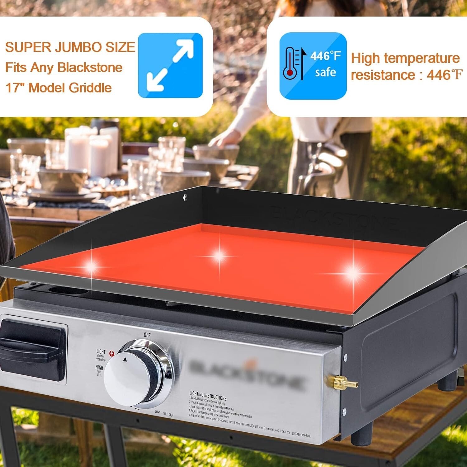 Griddle Cover, 17 Inch Silicone Griddle Mat Grill Covers for Blackstone