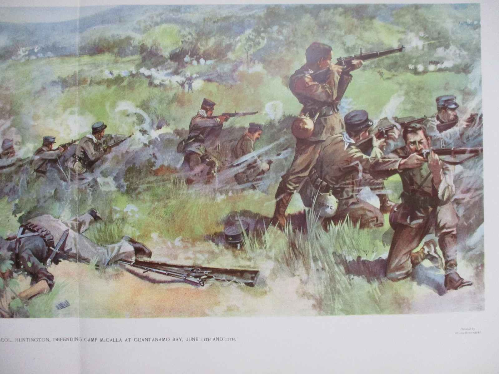 1898 Spanish American War Print - U.S. Marines Defending, Guantanamo Bay, 1898