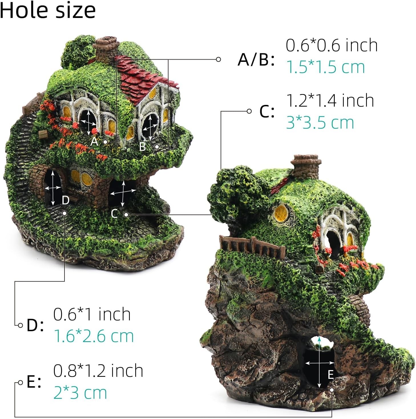 Aquarium Decor Hideaway Cave, Betta Fish Tank House Accessories for Green