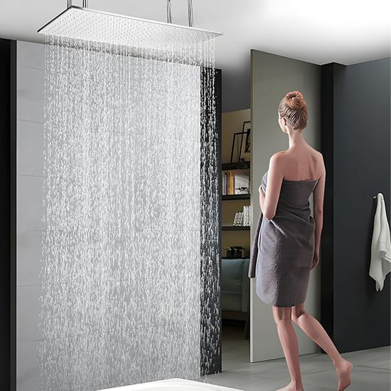 32x16" Large Rainfall High Pressure Luxury Shower Head Top Sprayer Ceiling Mount