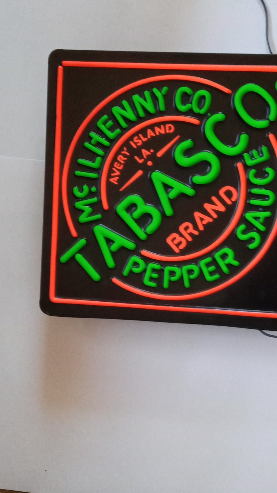 Tabasco Pepper Sauce McIlhenny Co. Advertising Sign Black Green Yellow Red