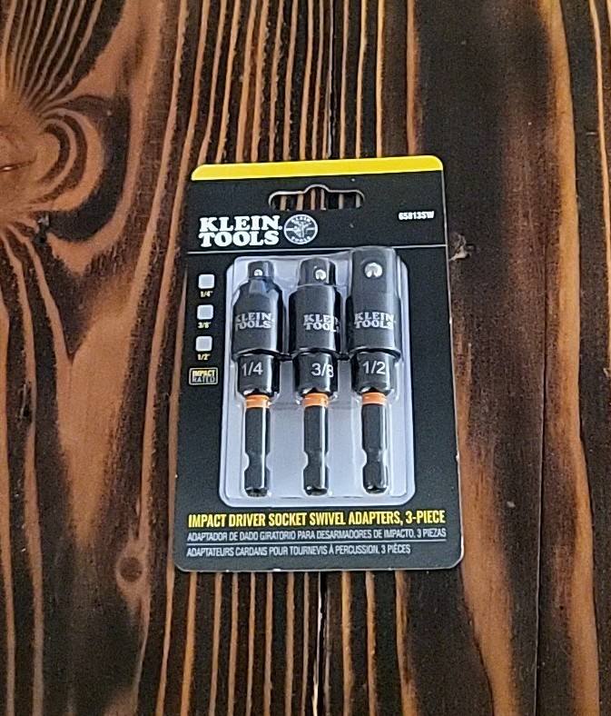 Klein Tools 65813SW Swivel Impact Driver Socket Adapter 3 Piece Set •NEW•