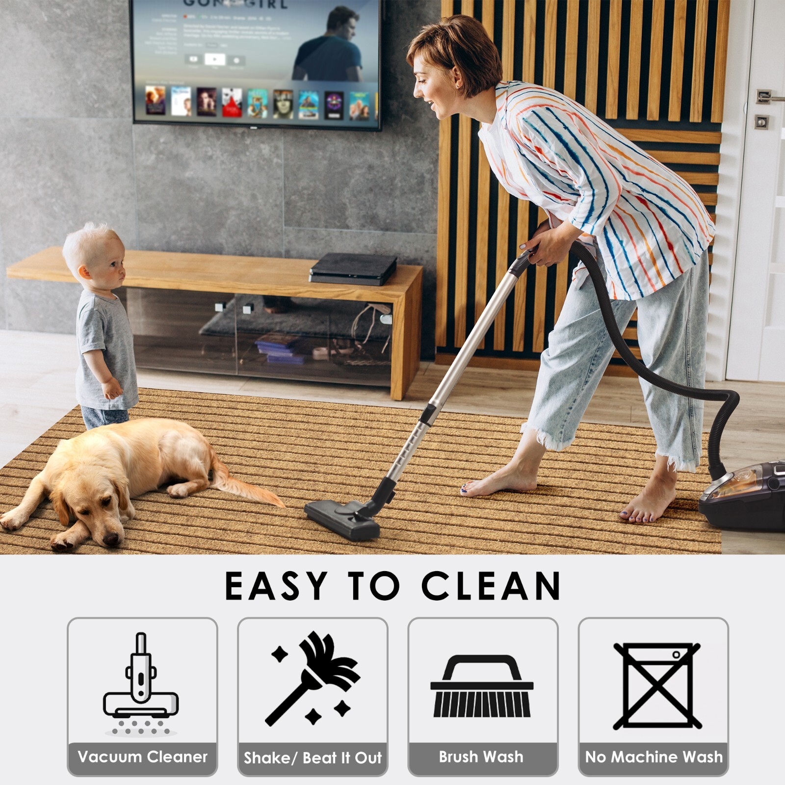 Runner Rug 2 x 6, 3 x 10 ft Hallway Non Slip Rubber Rugs for Kitchen Carpet