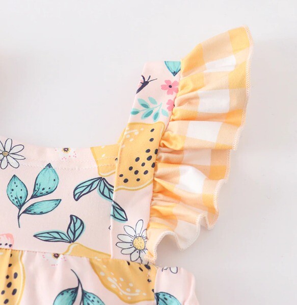 NEW Boutique Lemon Citrus Girls Sleeveless Ruffle Dress