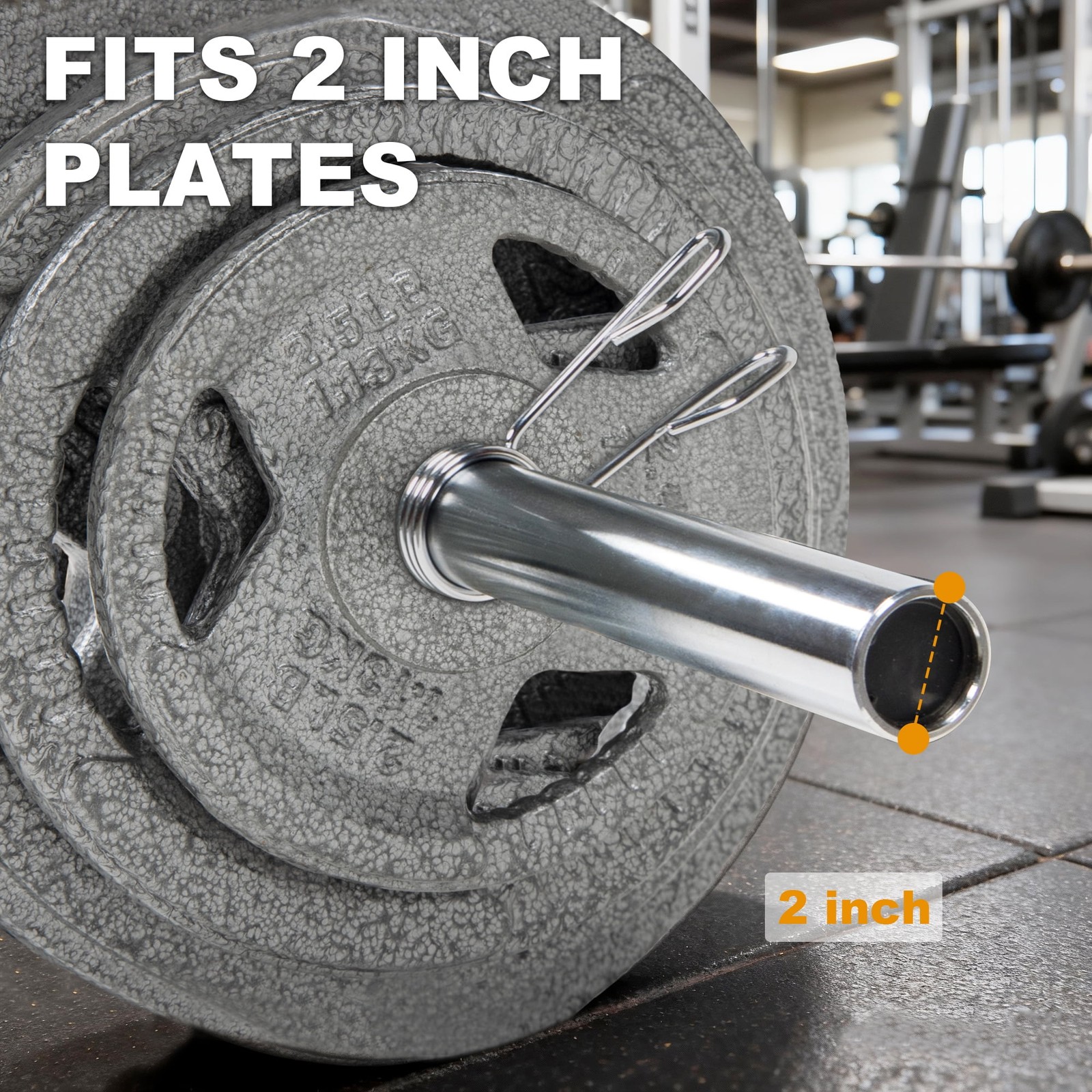 6FT Straight Olympic Barbell, Alloy Steel, 2-Inch Diameter, Silver Finish