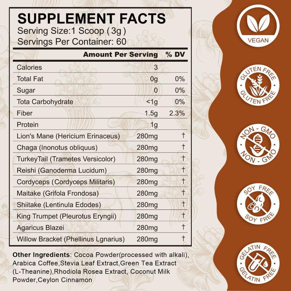 New Mushroom Coffee Organic Coffee 60 Servings in One Pack, No Odor, Exp 12/2027