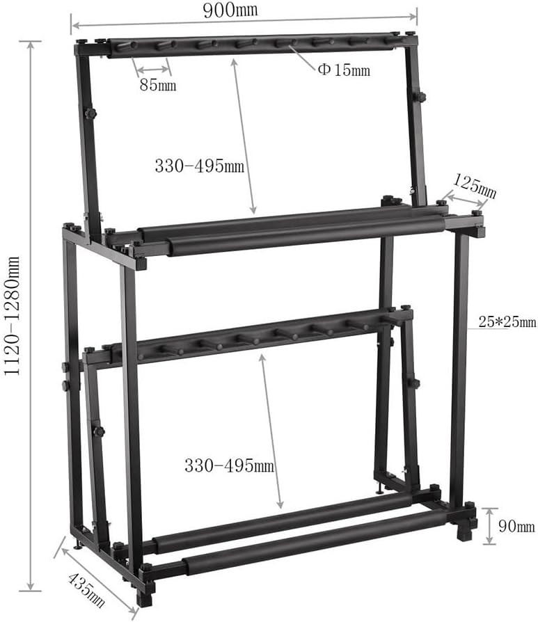 14 Guitars Rack Stand Folding Double Tier Multi Guitar Stand Bass Holder Mount