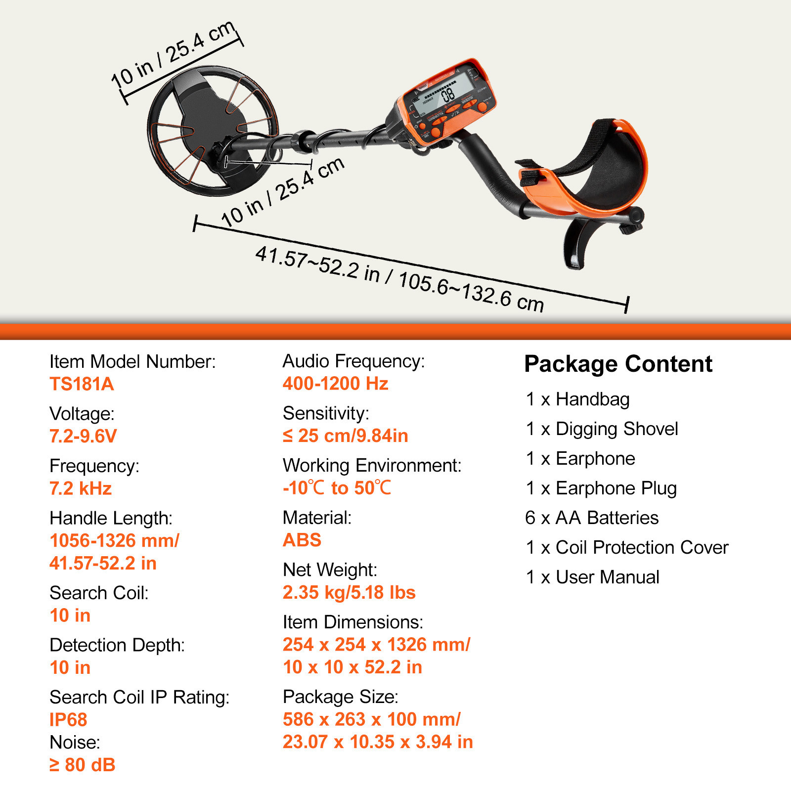 LCD Display 10 Inch Metal Detector Gold Digger Hunter IP68 Waterproof