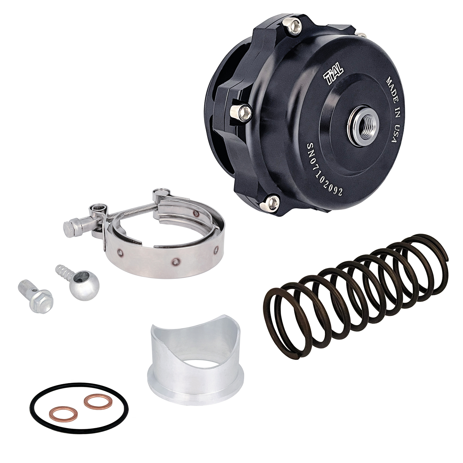 Black Universal 50mm BOV Blow Off Valve Q Typer With Tial Logo V-Band Flange