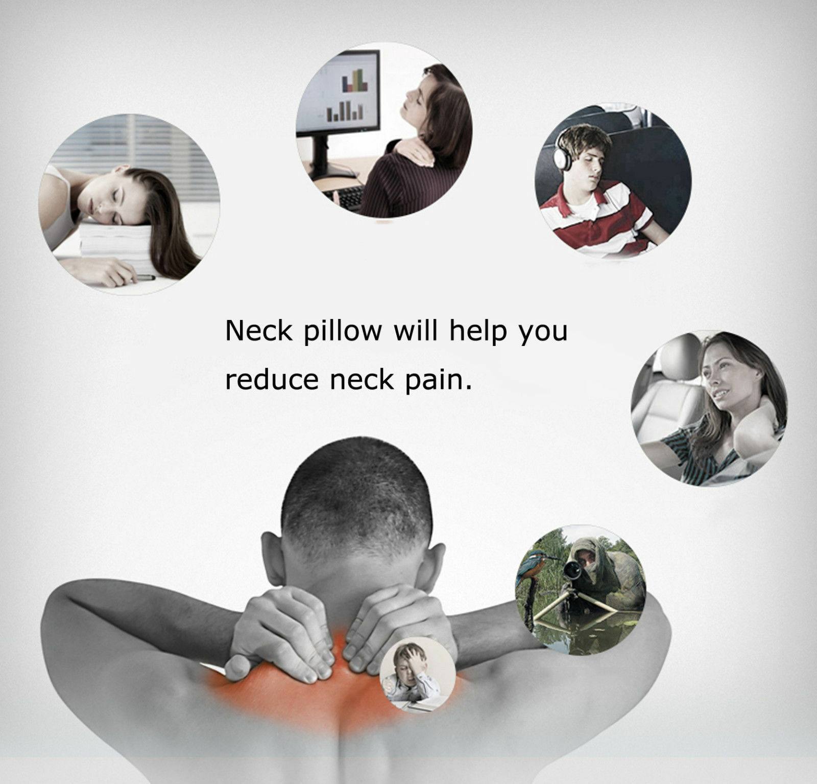 Dog Bone Memory Foam Car Neck Pillow Head Rest Travel Trip Posture Multi Color