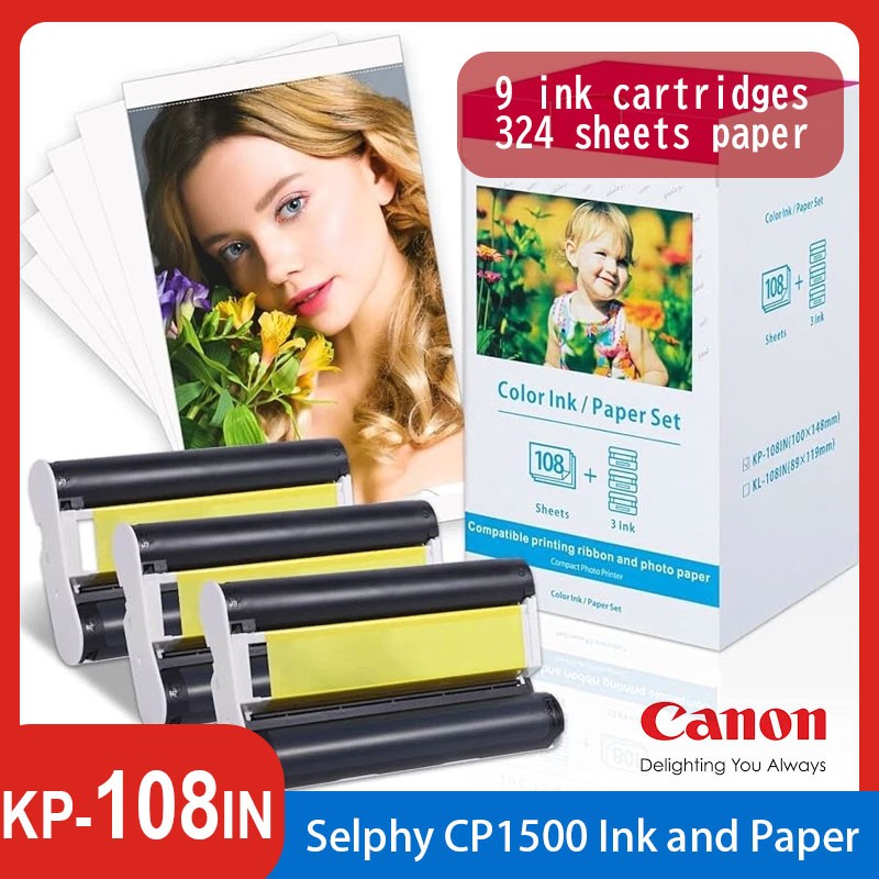 Canon KP-108IN Color Ink Paper Set 4x6 Compatible Canon Selphy CP1300 1200 Lot