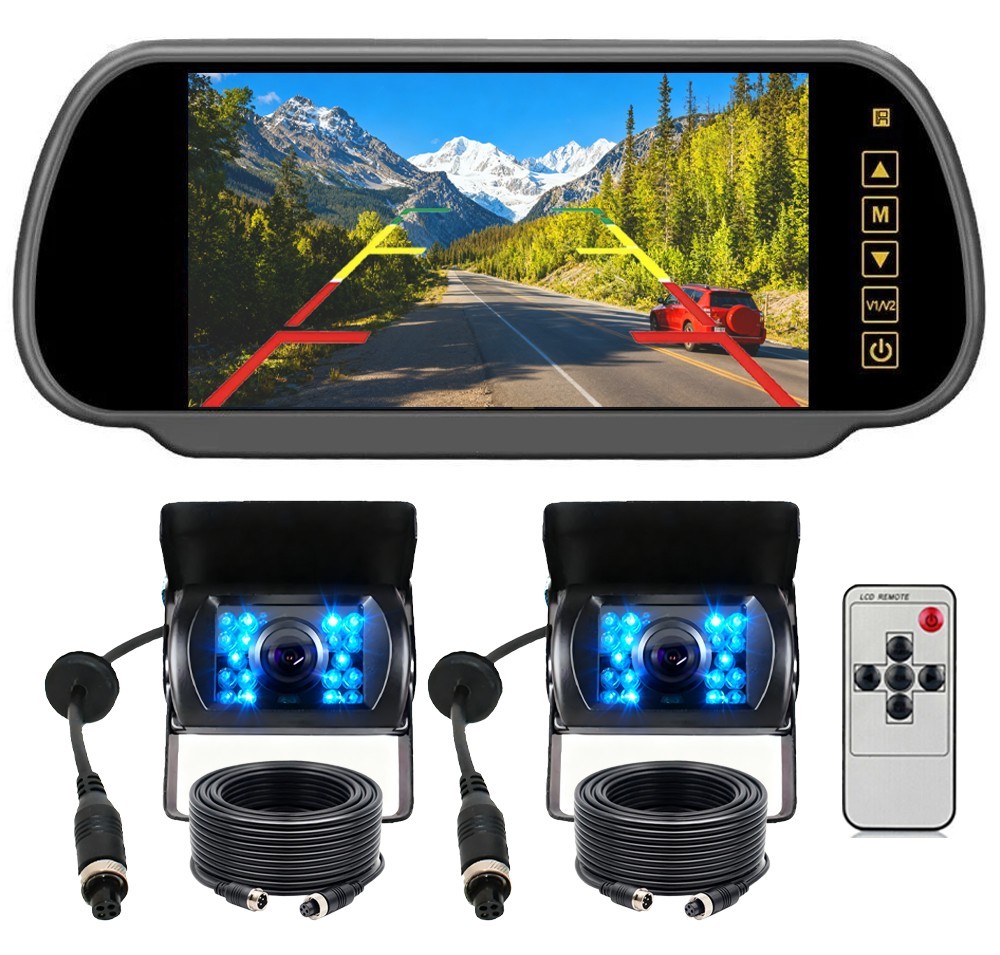 7" LCD 2CH Monitor Rear View Camera Kit Parking reversing for vans/RVs/trucks