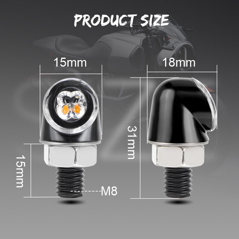 4pcs LED Mini Motorcycle Turn Signal Indicator Brake Light Running Lamp DRL 12V