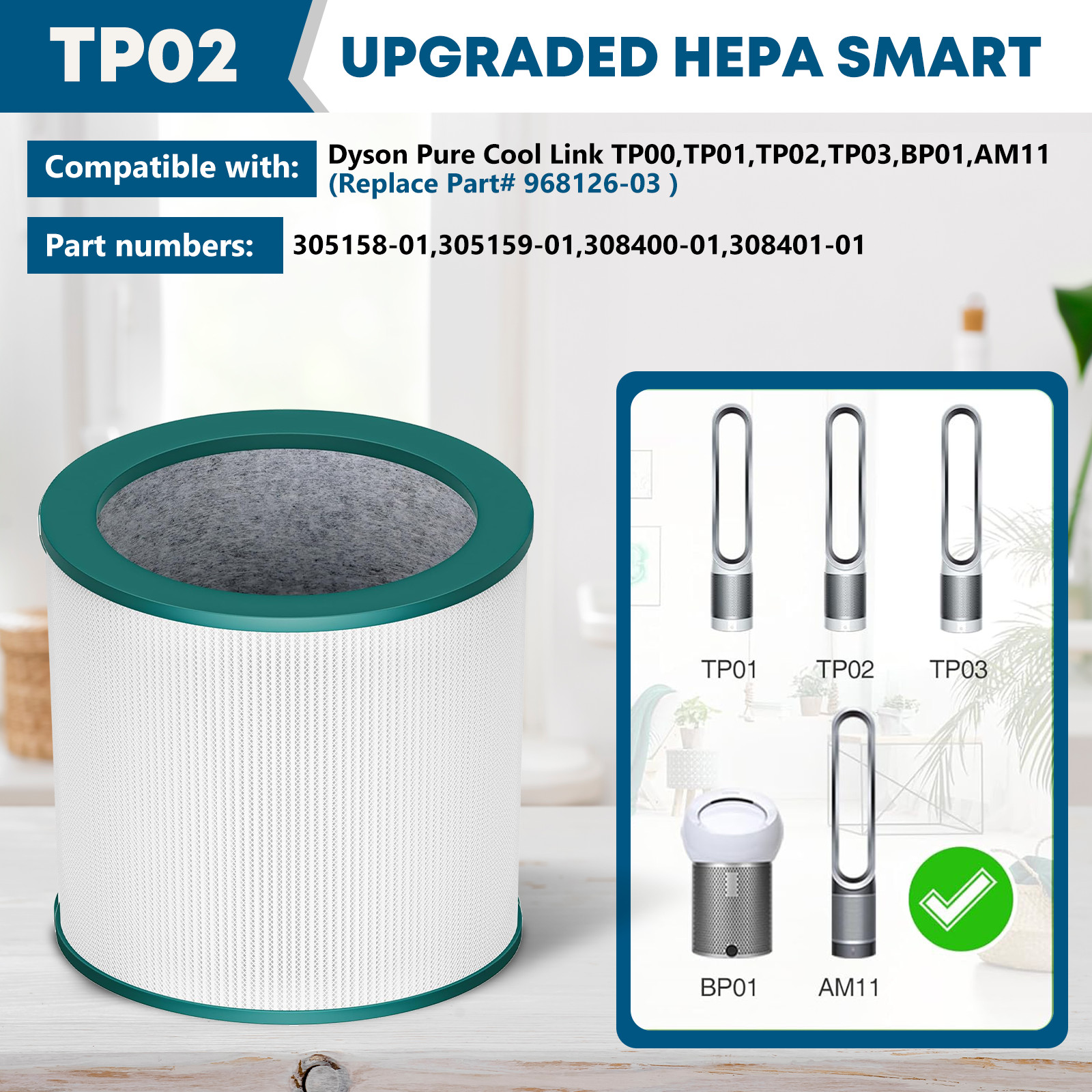 Replacement Filter for Dyson Tower Fan Air Purifier TP01 TP02 TP03 AM11 BP01