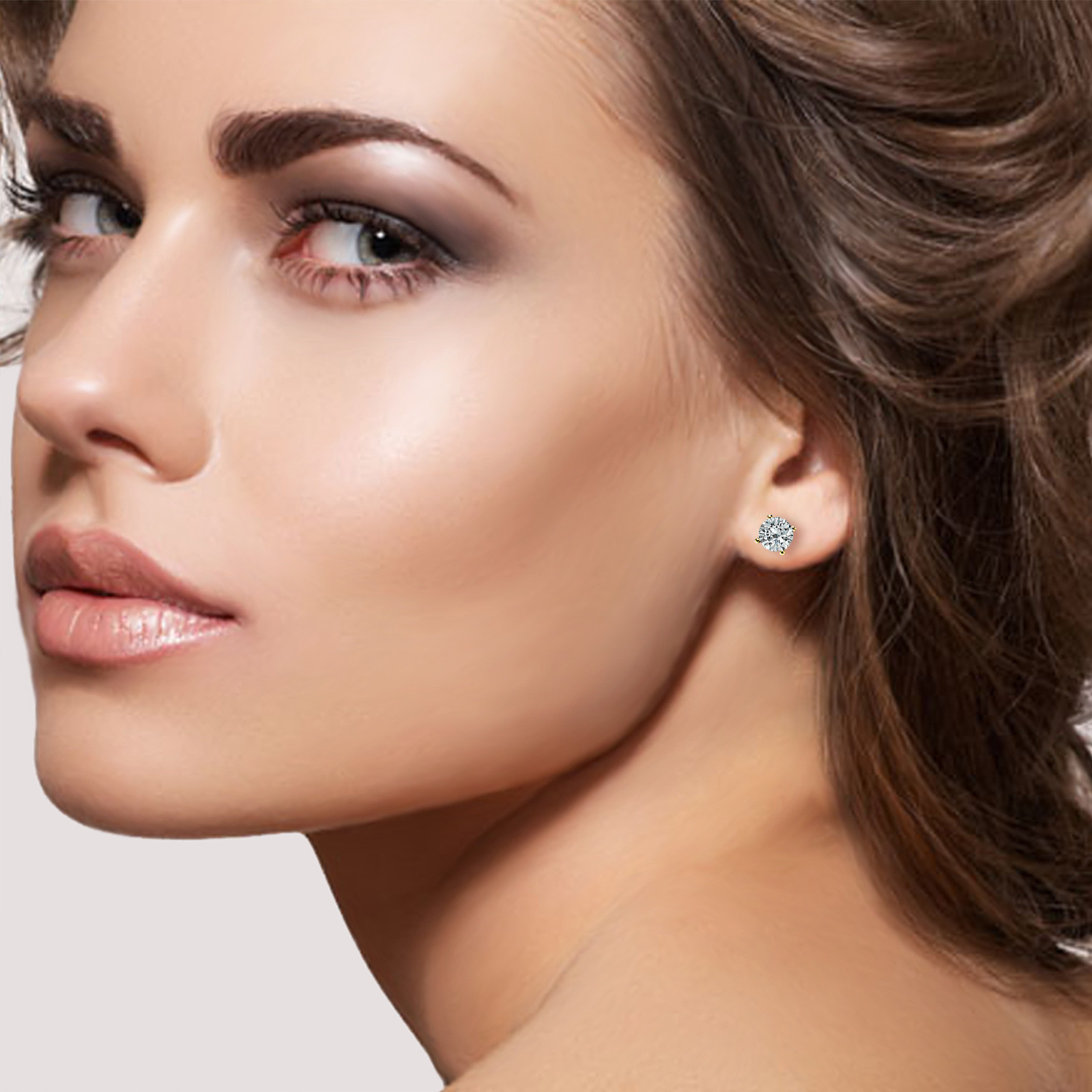 2.00 CT ROUND GRA MOISSANITE EARRINGS 14K YELLOW GOLD STUDS SCREW-BACK GIFT NEW