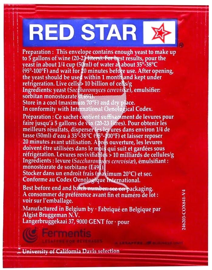 Red Star Premier Classique Wine Yeast, 5g - 3 pack