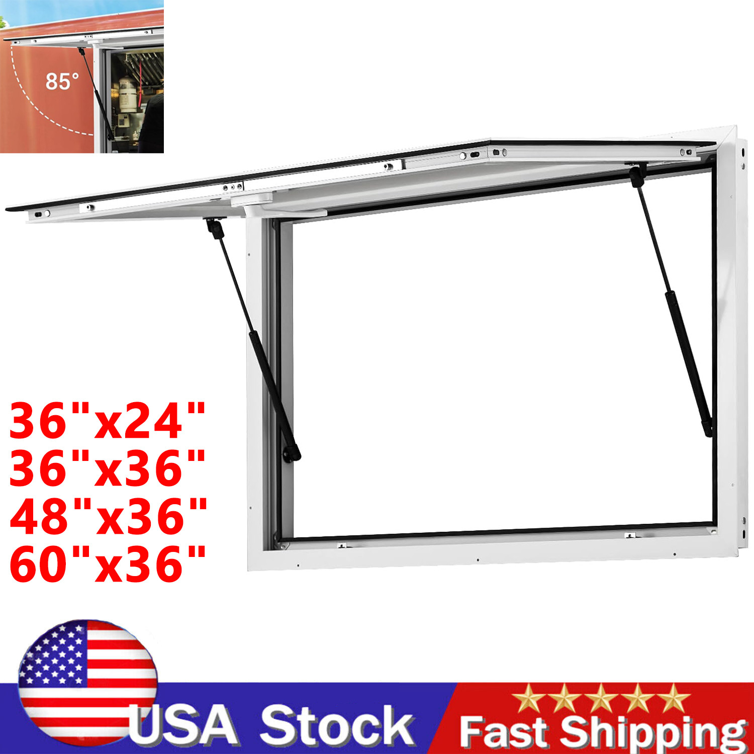 60"/48"/36"L x 36"W Concession Stand Serving Window Food Truck Service Awning