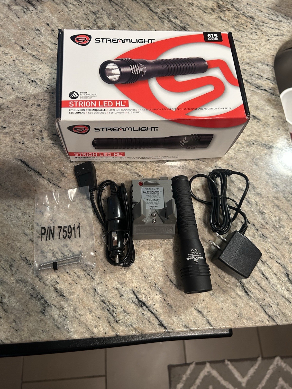 New Streamlight Strion LED HL flashlight with charging base,battery and cables