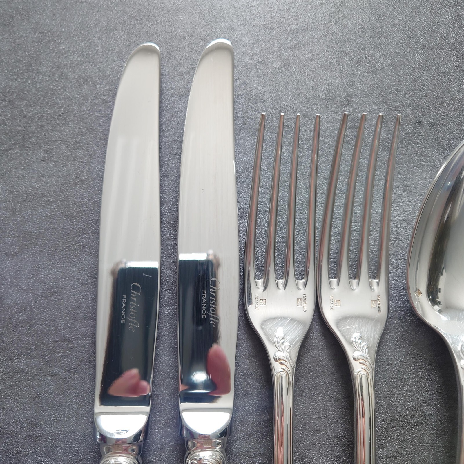 Christofle Marly 6pcs Silverplate Flatware Table Knife Fork Spoon Excellent