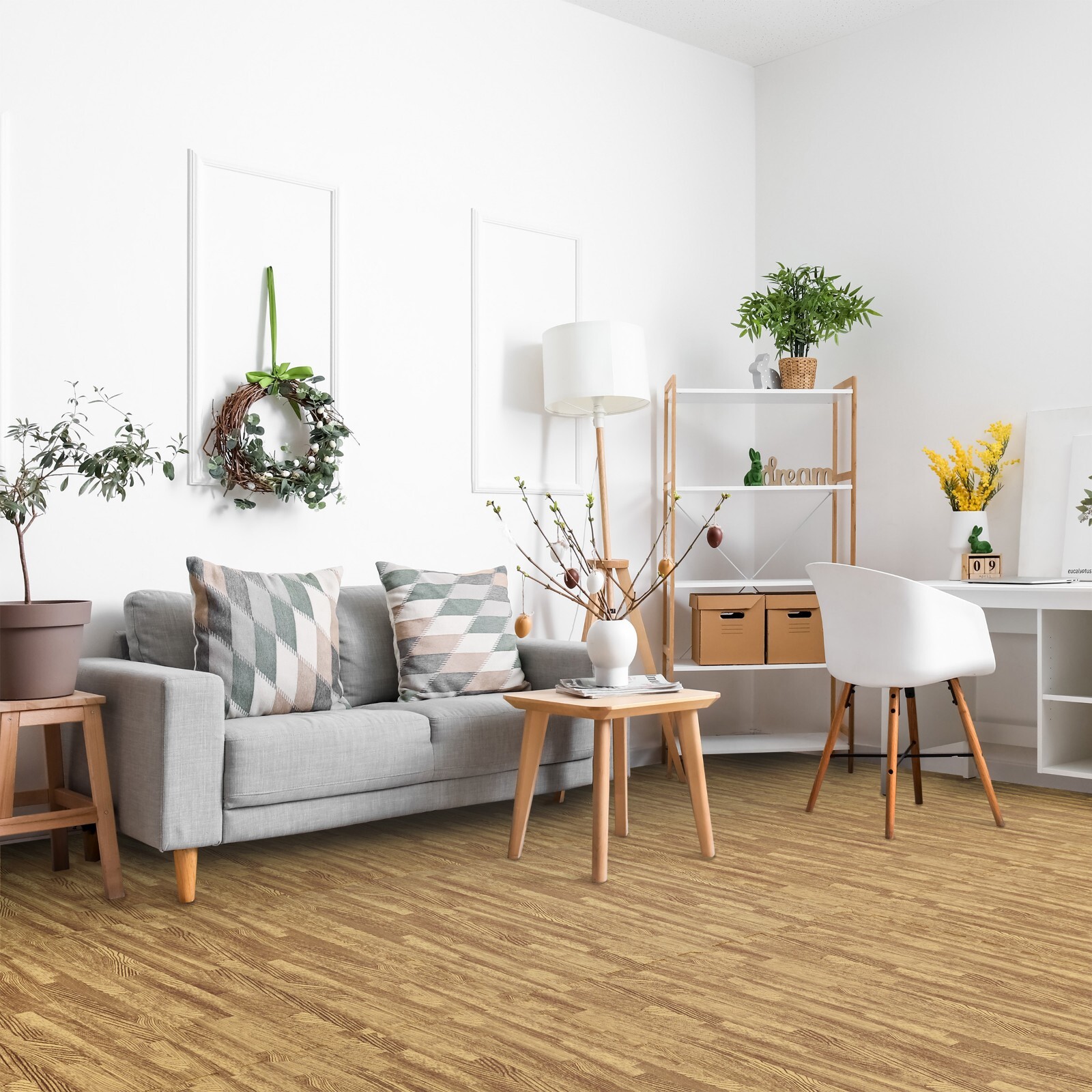 Sorbus 96 Sq. Ft. Wood Grain Floor Tiles, Interlocking EVA Foam Mats 24 Pcs.