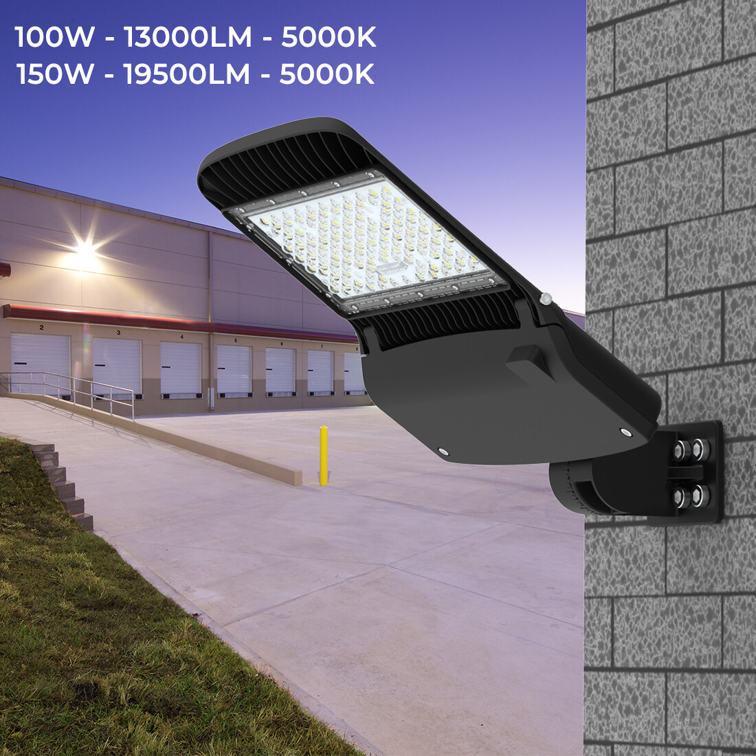 Led Parking Lot Area Light Fixture 100w 150w 200w 300w Shoebox Light Wall Mount