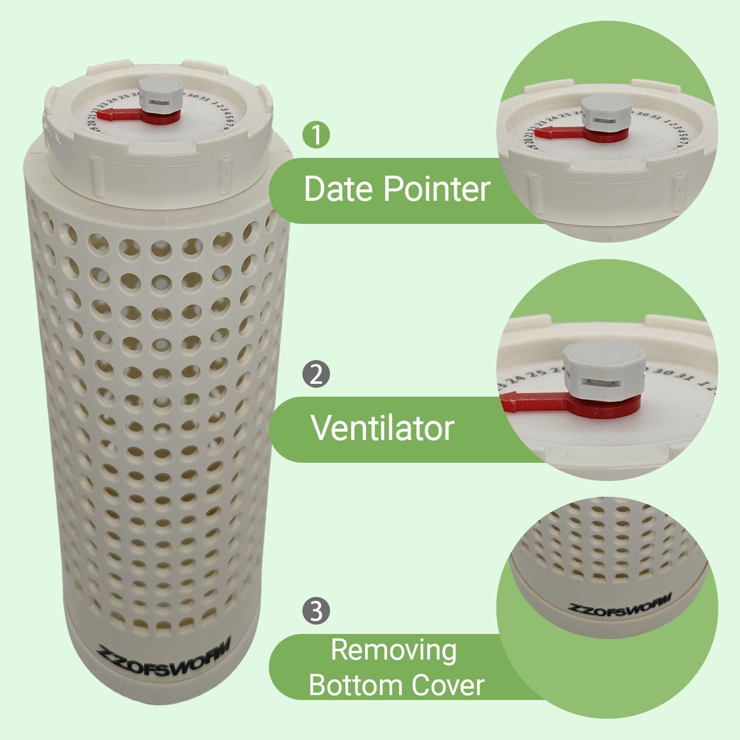 Inground Worm Farm Compost Bin Outdoor with Time Pointer for Small, white