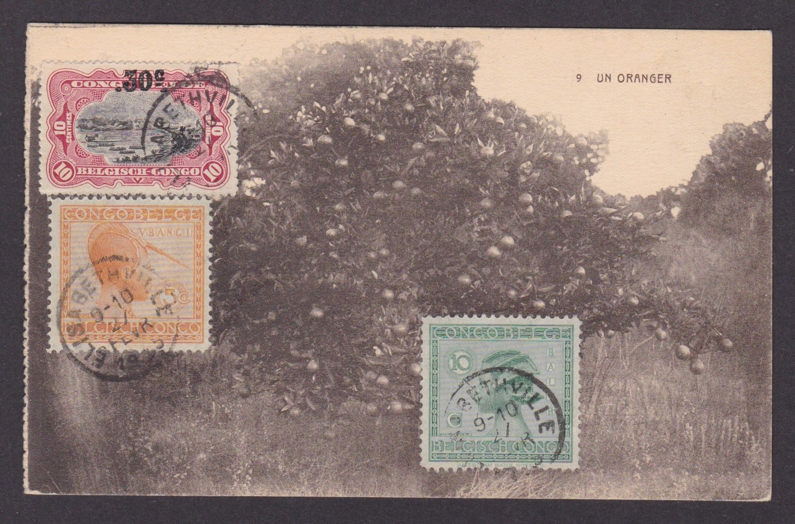 c1909 Belgian Congo Postcard “Un Oranger” Multi-Franked to France Boma Cancel