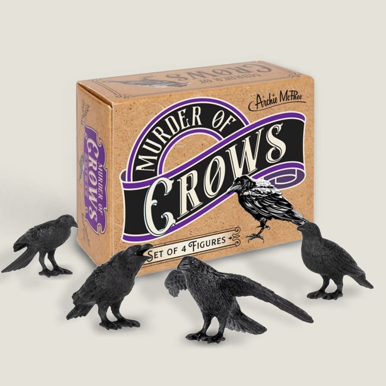 Murder of Crows, Mini Set of 4, Tiny Crow Figures