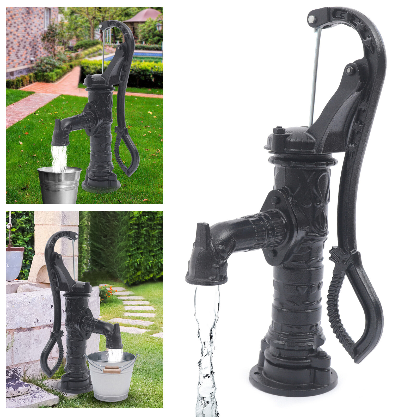 Cast Iron Water Well Hand Pump 26 feet Black Rustic Garden Farmhouse Antique NEW