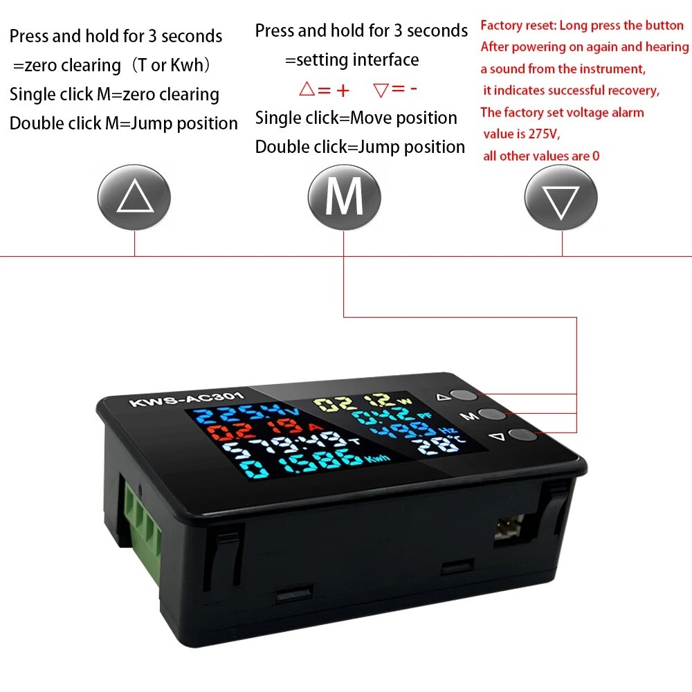 Electric Power Consumption Usage Meter Watt Meter 120/240 VAC 0-100 Amps #E12A