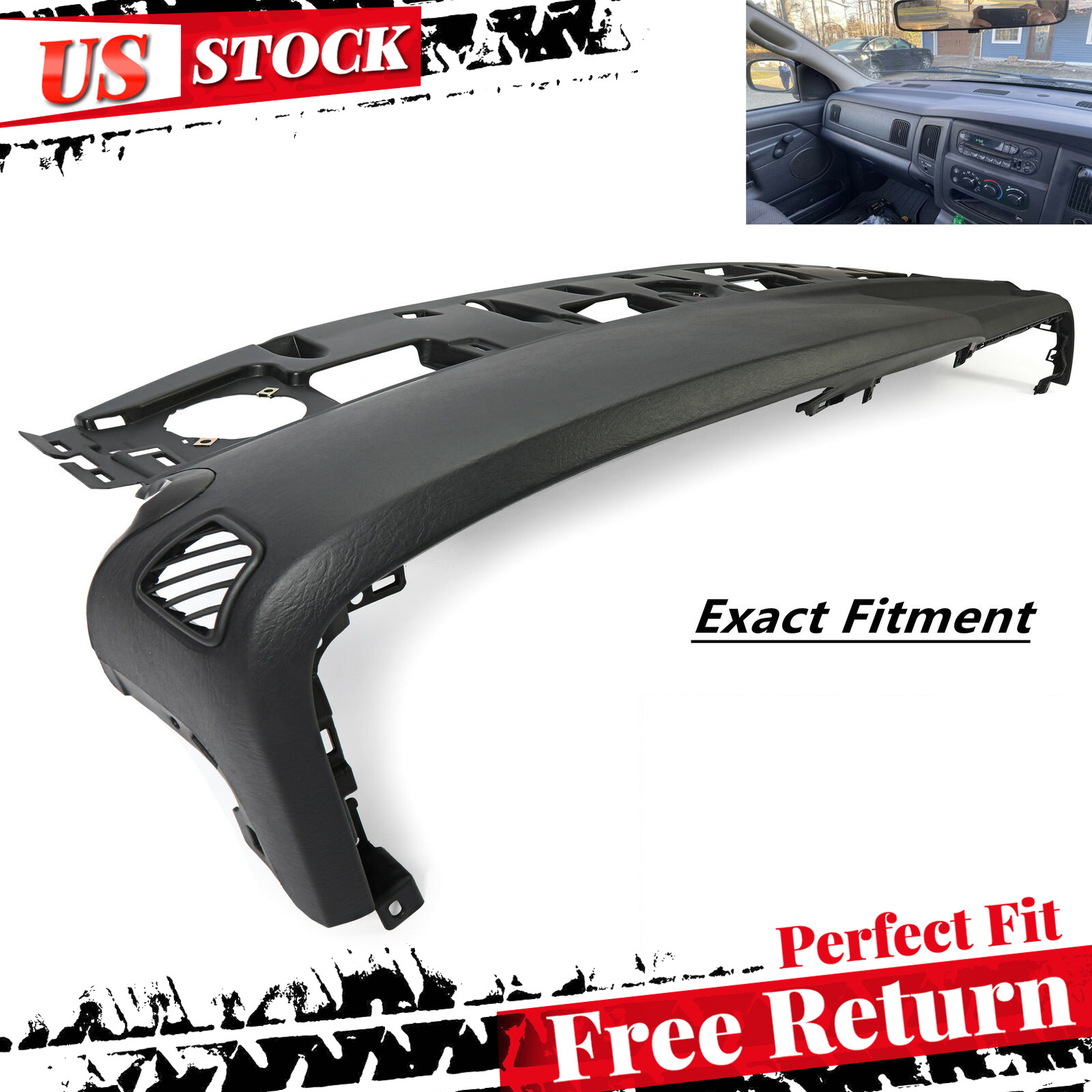 Mold Dashboard Dash Cover Replacement For 02-05 Dodge Ram 1500 2500 3500 Gray