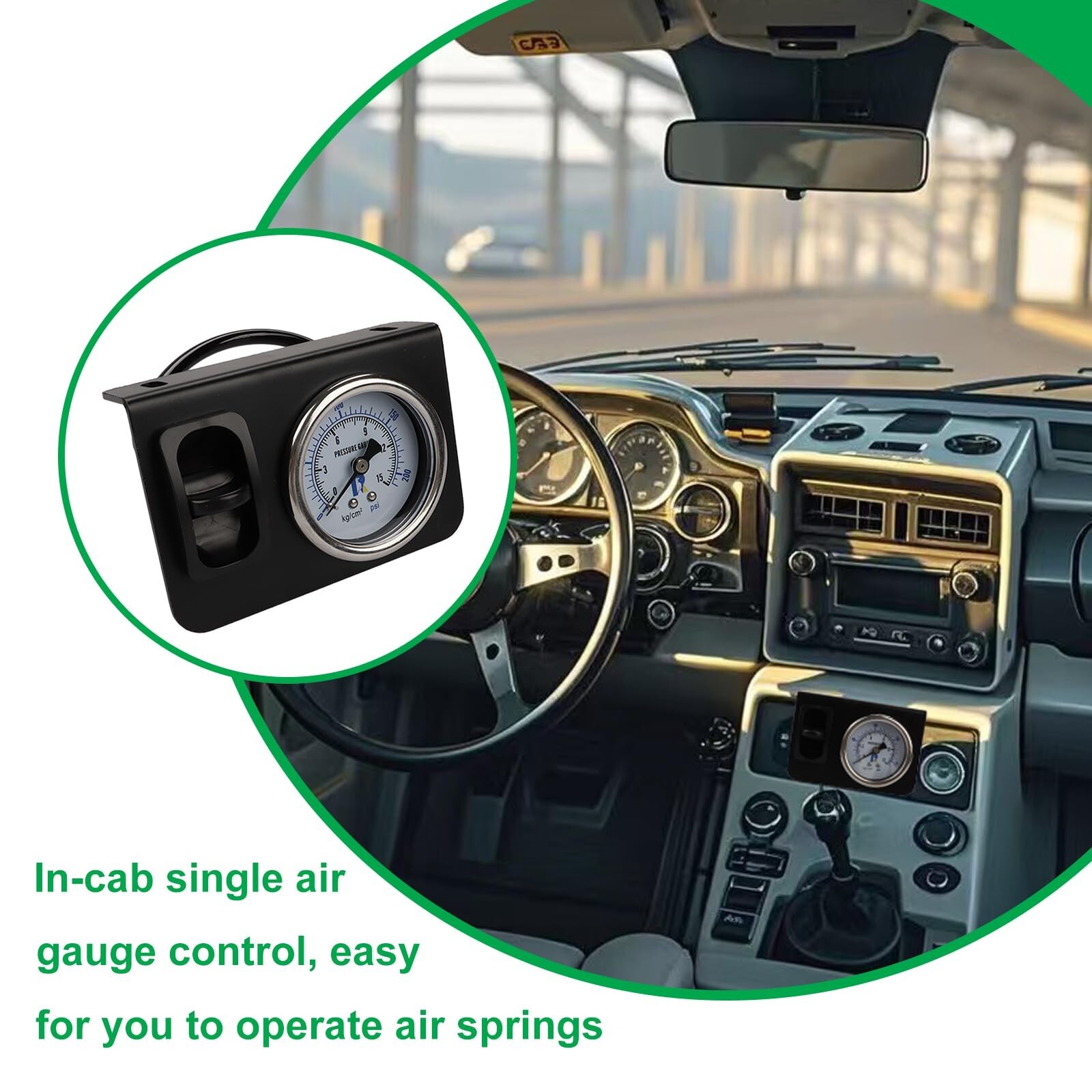 in Cab Single Air Gauge Control Kit with Paddle Switch for Air Suspension Kit