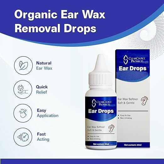 Organic Ear Wax Removal Drops for Clogged Ears Earwax Removal Liquid Remedy