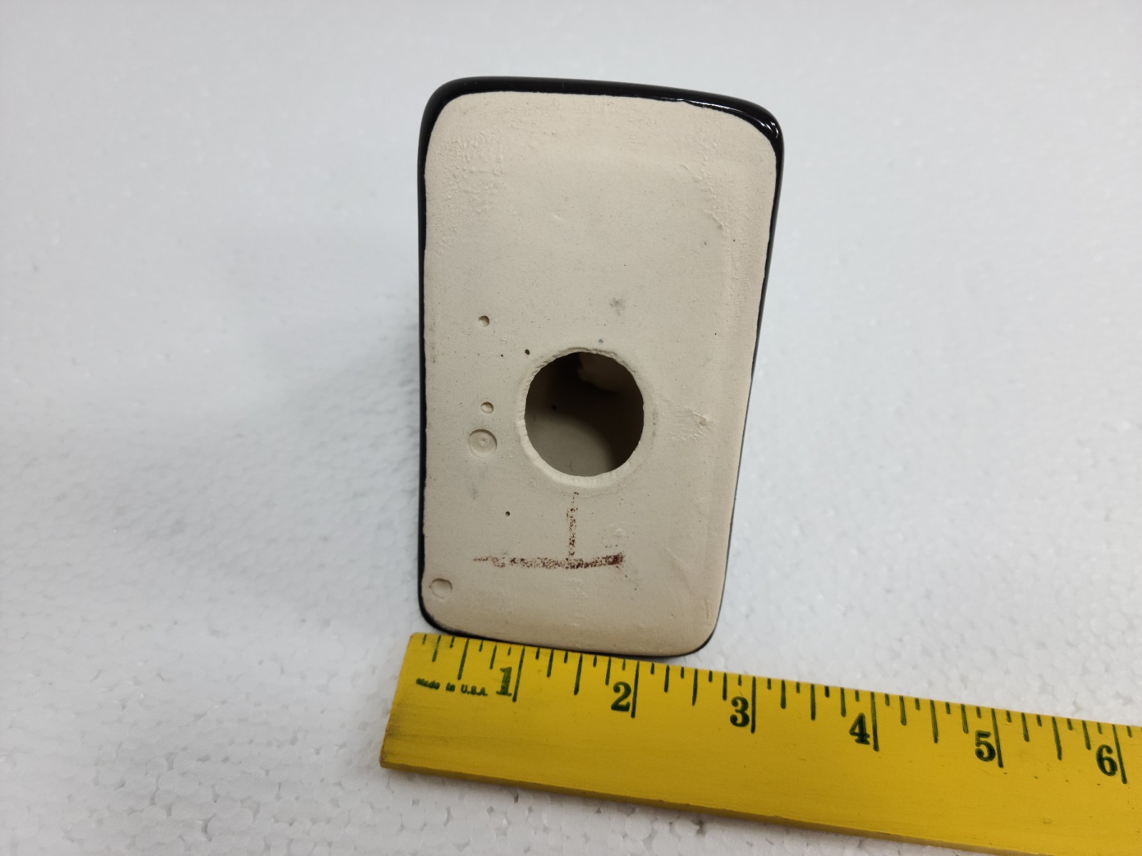 Vintage Black Ceramic Towel Bar Rod Rack Post Holders Flat Back Glue over Tile