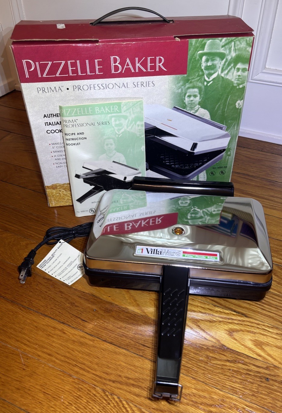 VillaWare Pizzelle Baker Italian Cookie Maker 5000-NS Prima Professional NEW