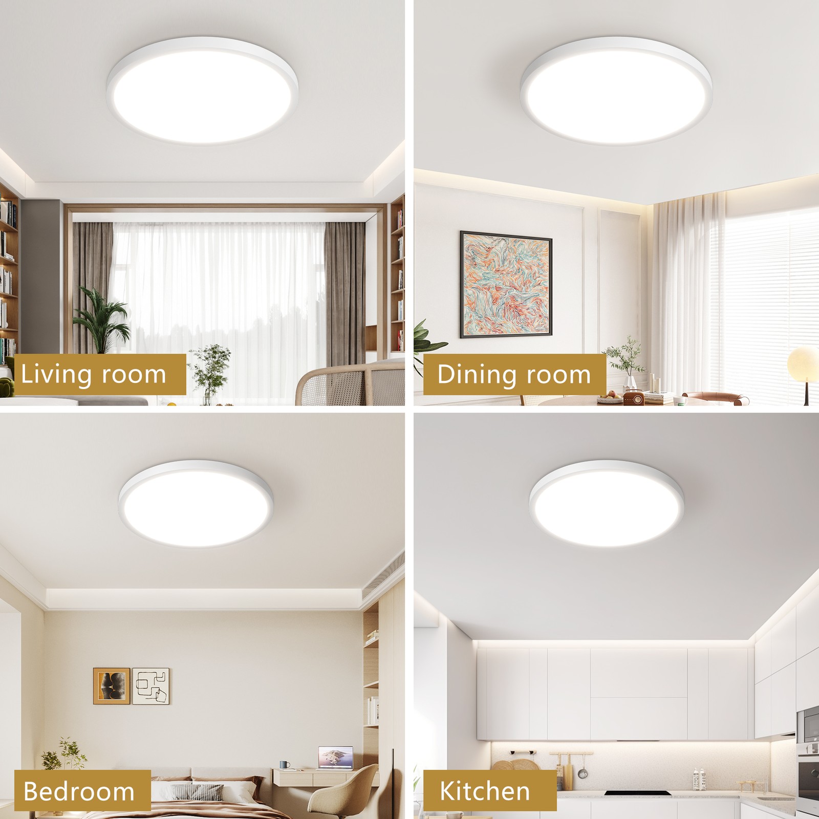 6 Pack 12 Inch 5CCT LED Ceiling Light Flush Mount Dimmable Fixture White 2880LM