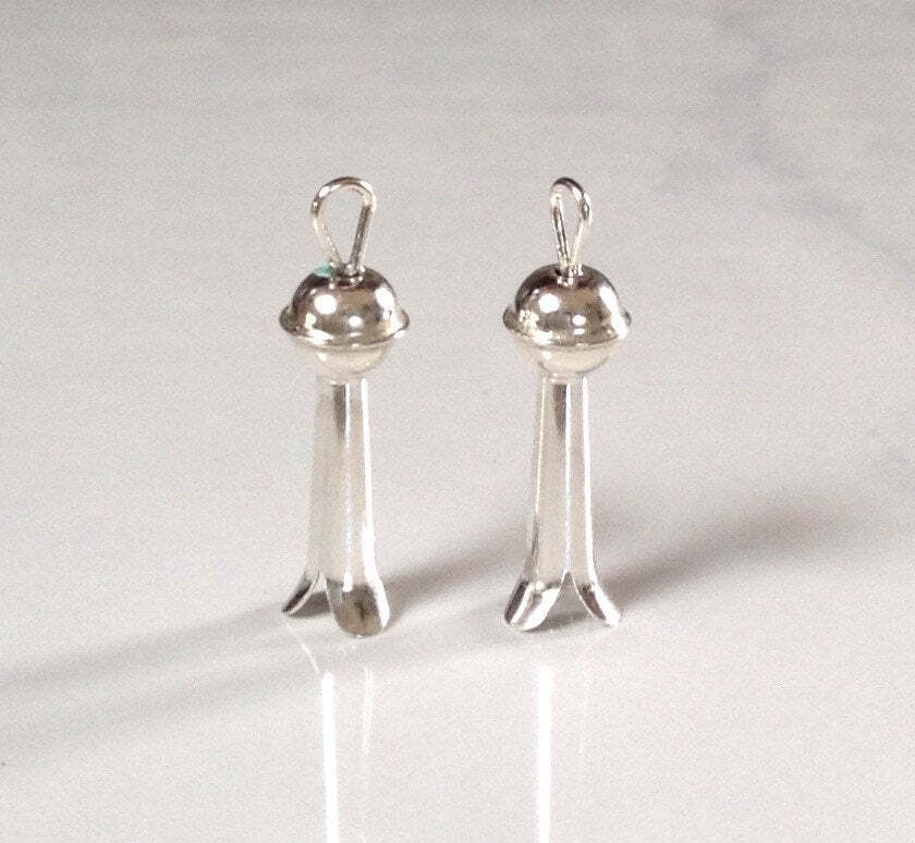 Navajo Handmade Sterling Silver Squash Blossoms 7mm Lot of 2 Perfect4Earrings