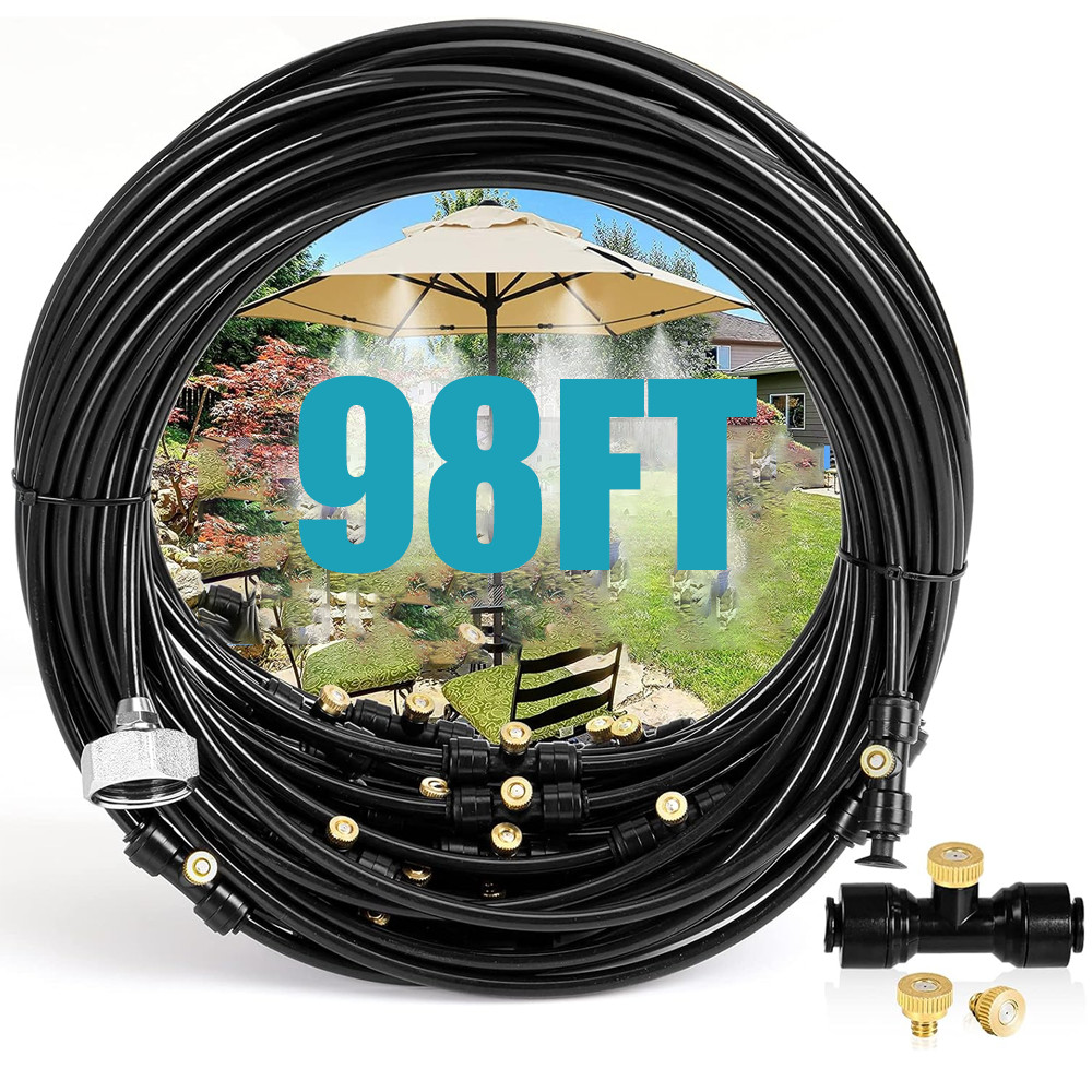 Misting Cooling System 98FT (30M) Misting Line + 30 Brass Mist Nozzles Garden US