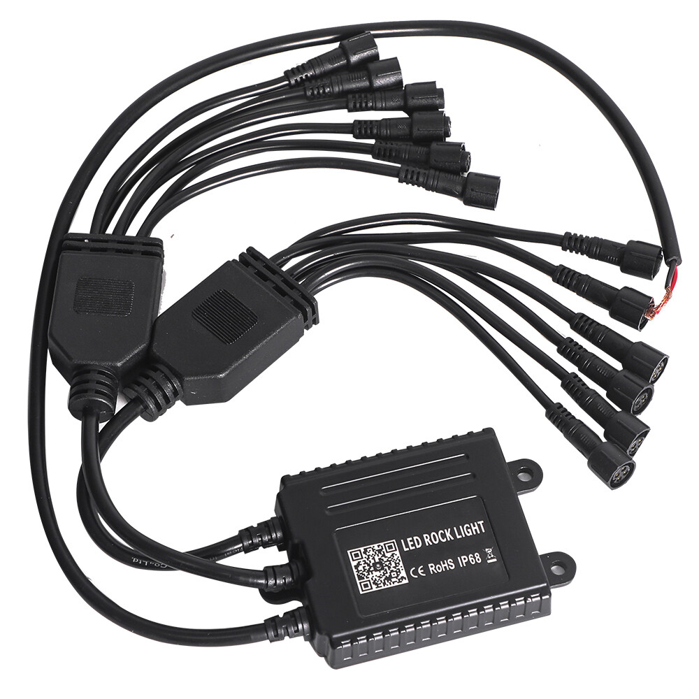 12Pods RGB LED Rock Light Offroad Music Wireless Bluetooth Underglow Neon Lights