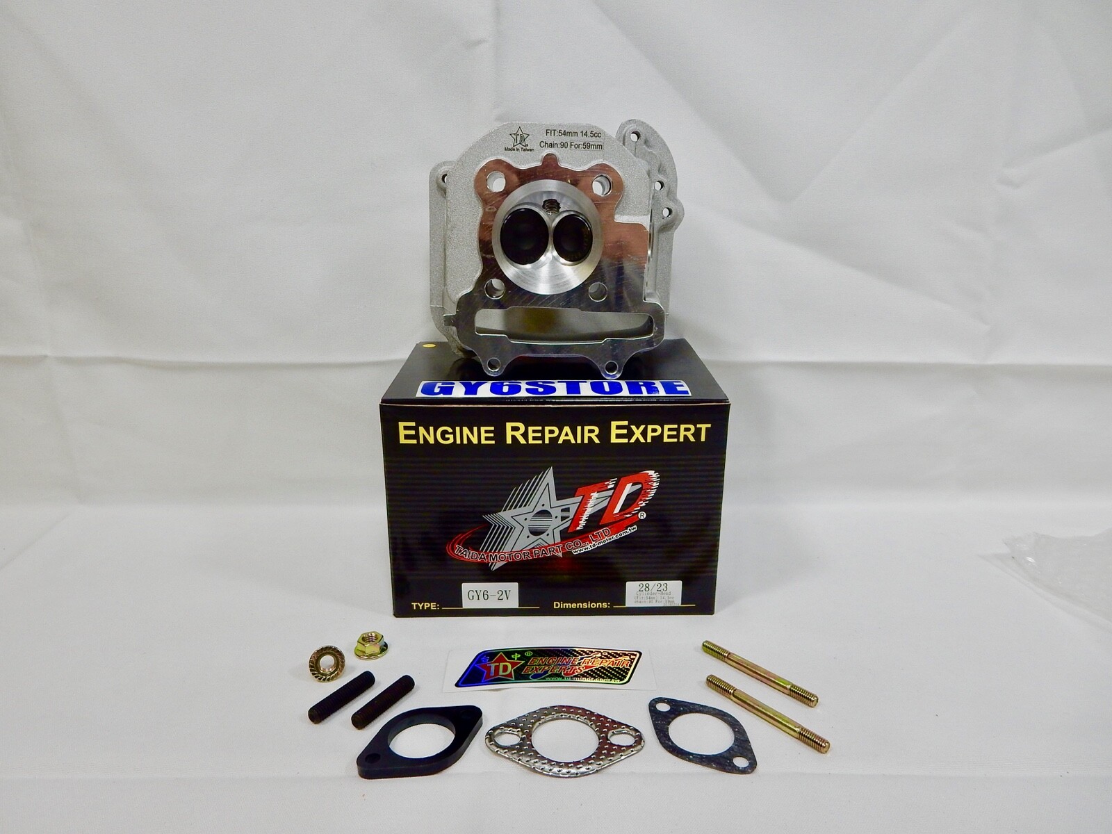 180cc TAIDA RACING CYLINDER HEAD GY6 *63mm BORE* 28/23 VALVES (54mm SPACING)