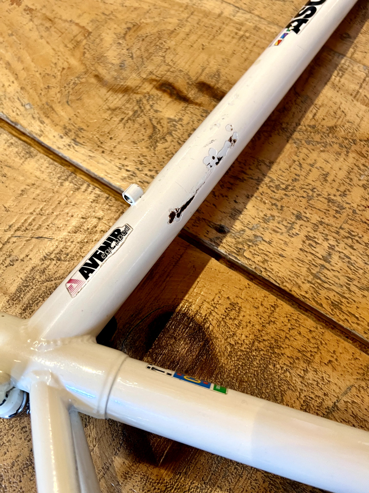 Vintage 90s Diamondback Ascent EX 19.5" Steel Mountain Bike Frame White Blue Mix