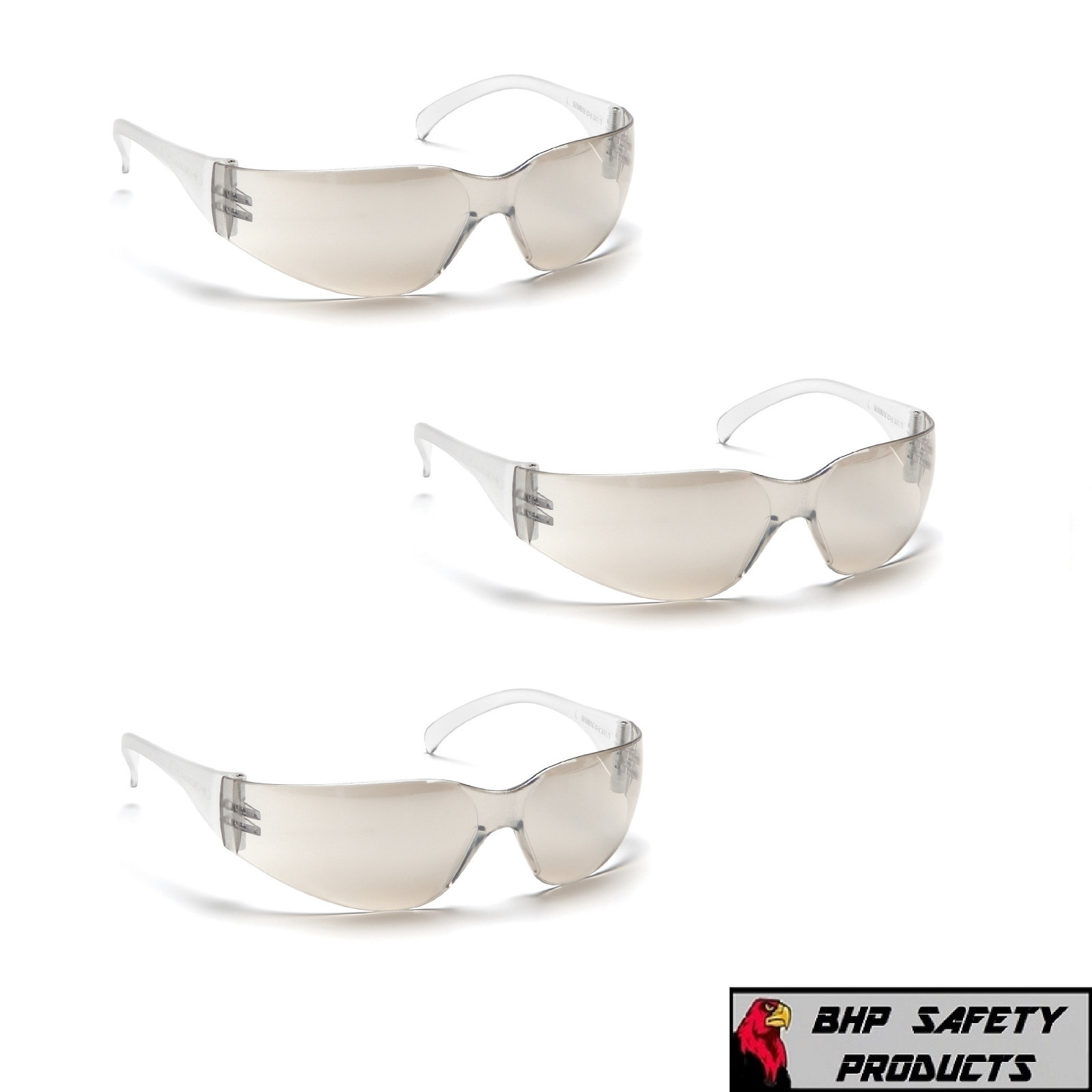 PYRAMEX INTRUDER SAFETY GLASSES INDOOR/OUTDOOR MIRROR I/O LENS S4180S (3 PAIR)
