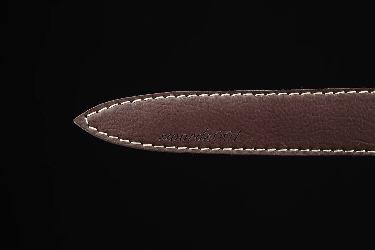 Handmade Brass Handle Short Divine Sword Damascus Steel Blade Leather Sheath