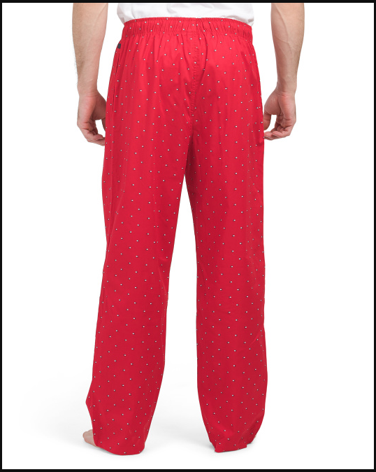 Tommy Hilfiger Men’s Pajama Lounge Sleep Pants Large Red Allover Logo MSRP$42