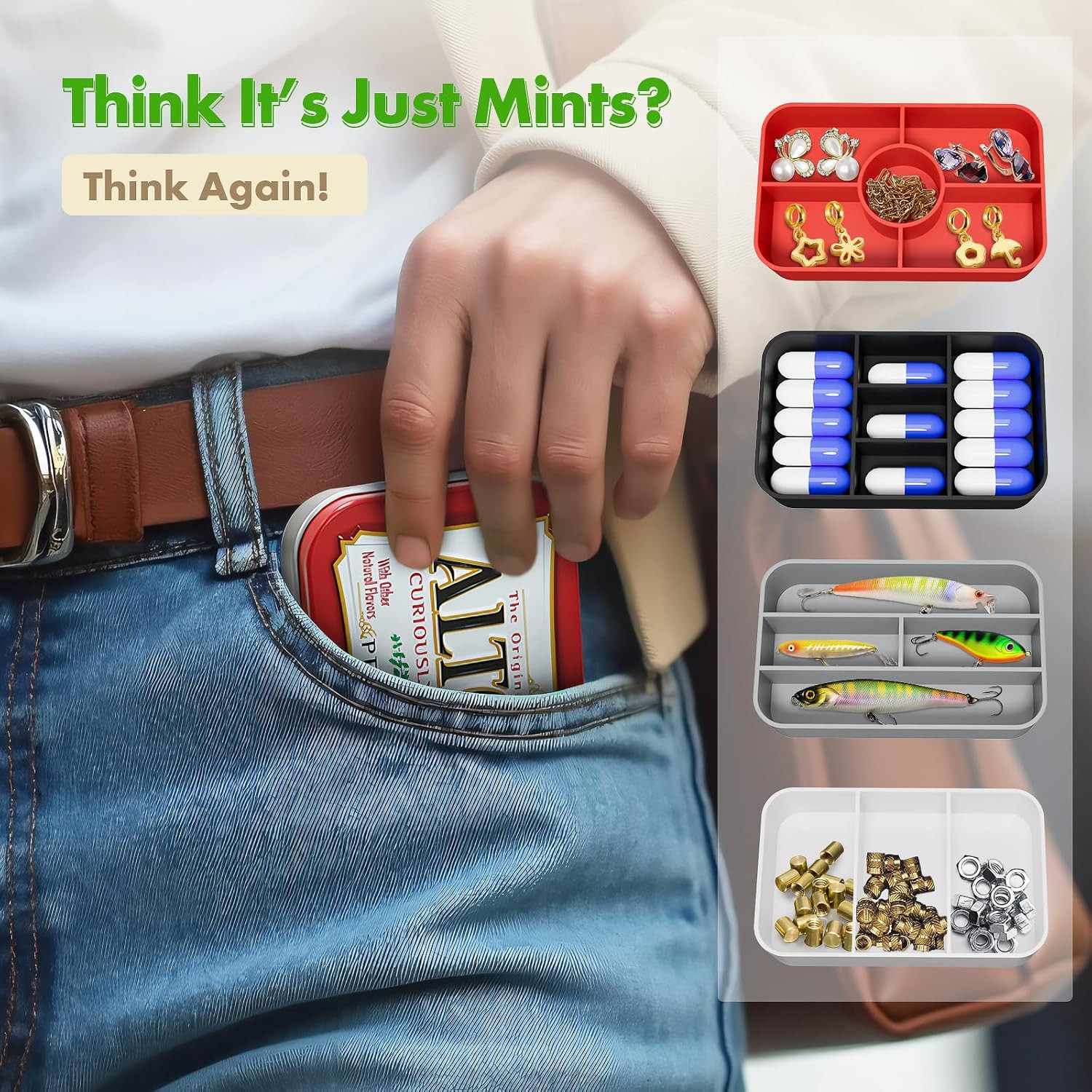 4-Pack Tin Organizer Inserts for Altoids 1.76oz – Dividers for Travel, Pills & M