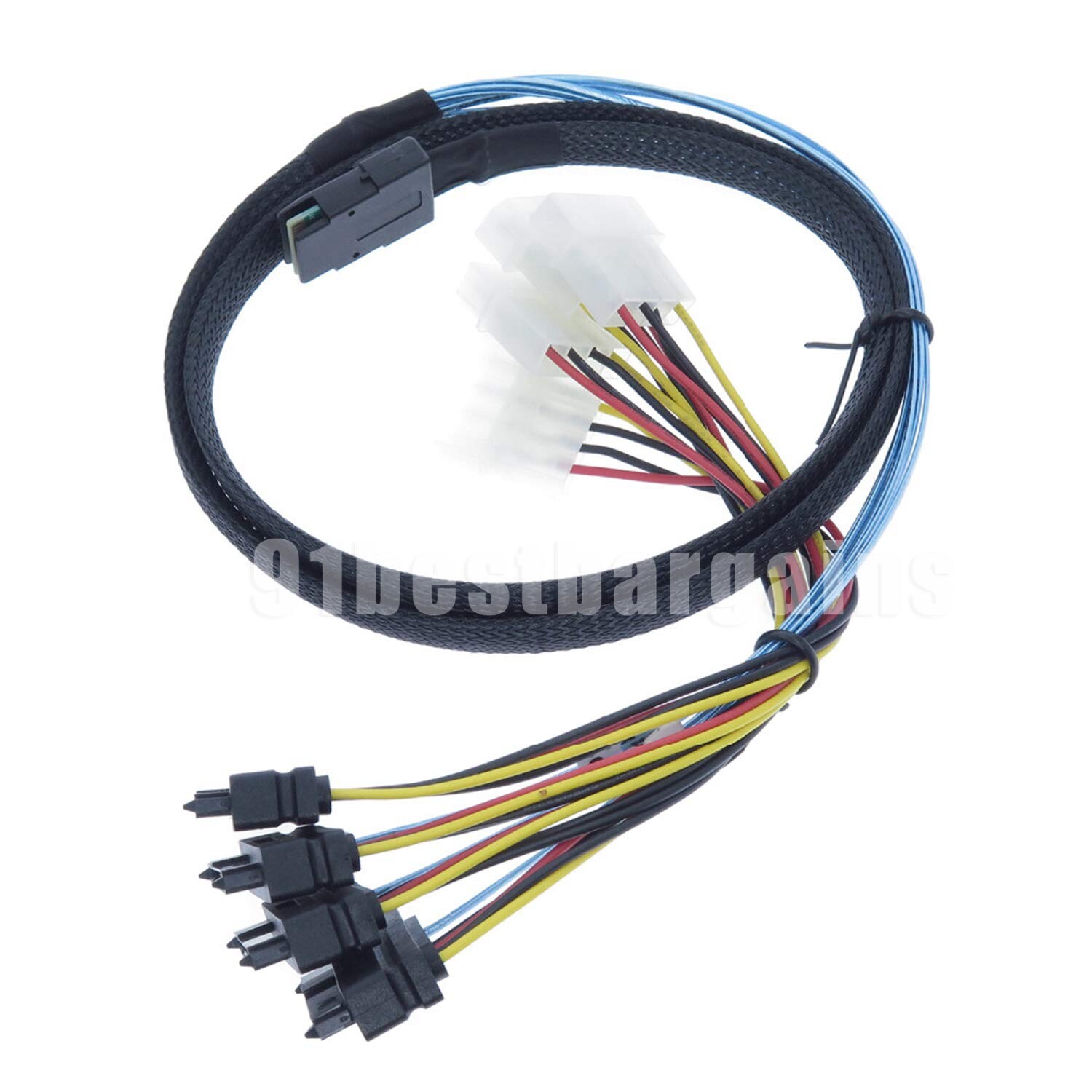 Internal Mini SAS to SAS w/ Molex Power Cable SFF-8087 to 4x SFF-8482 1M