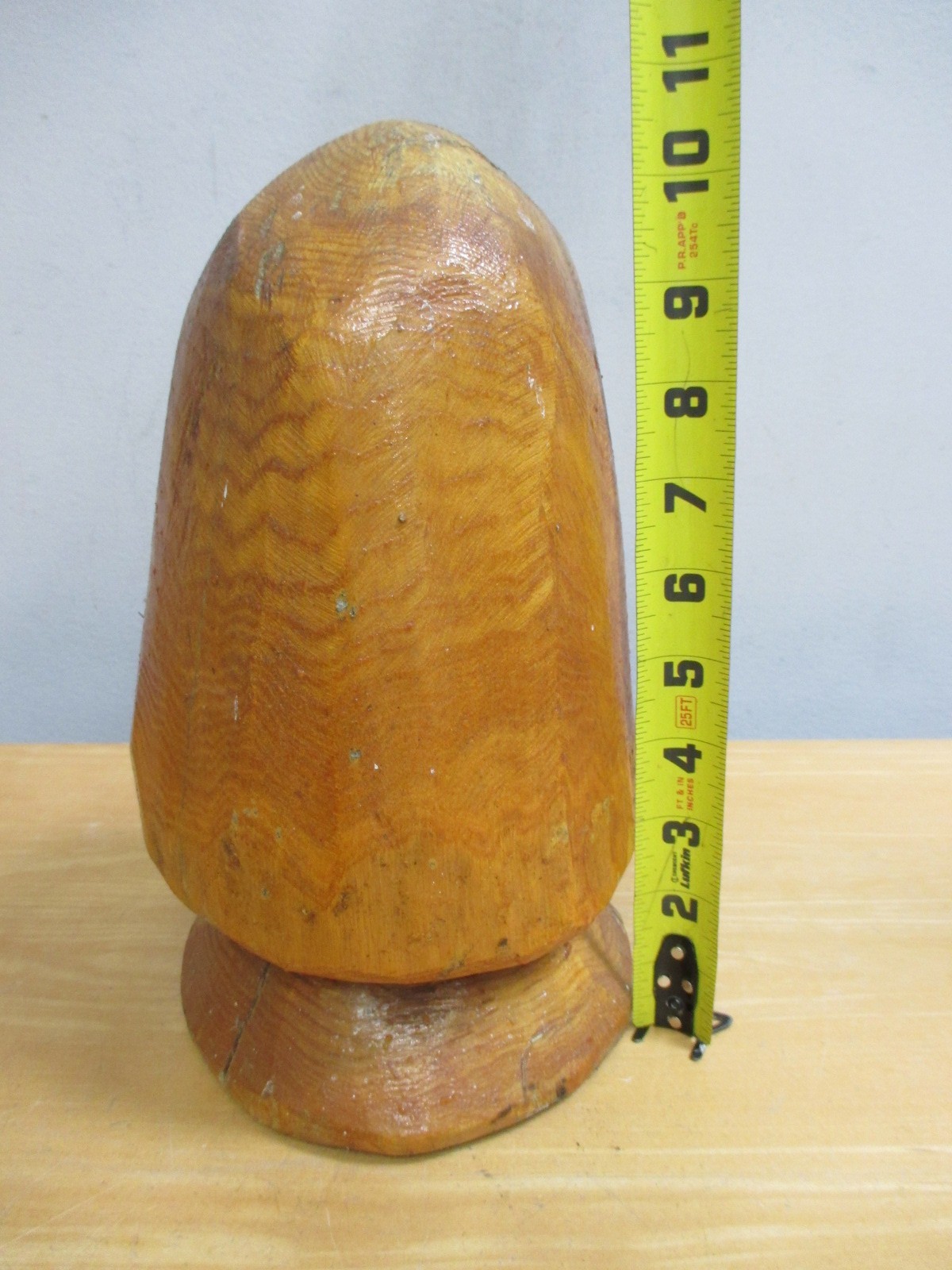 Hand Made 10.5” Wooden Hat Mold Form Shaper Mushroom