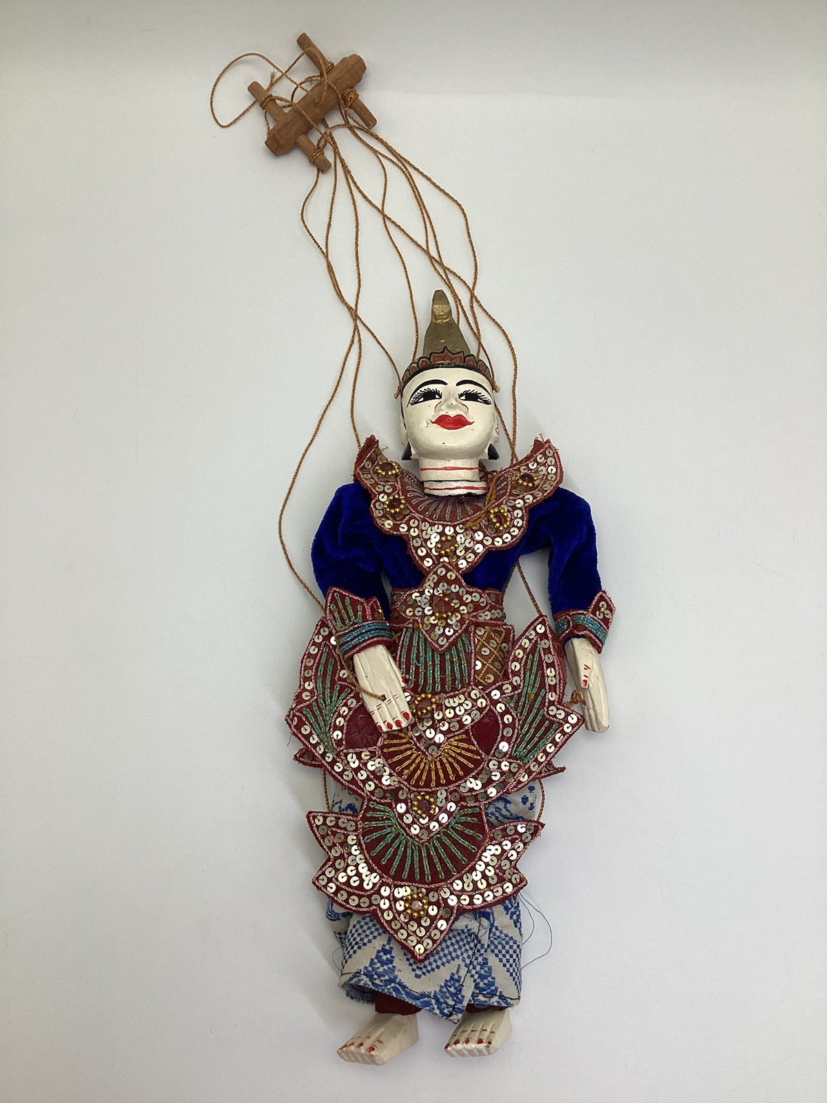 Vtg Burmese String Marionette Handmade Puppet Traditional Dress Burma Myanmar