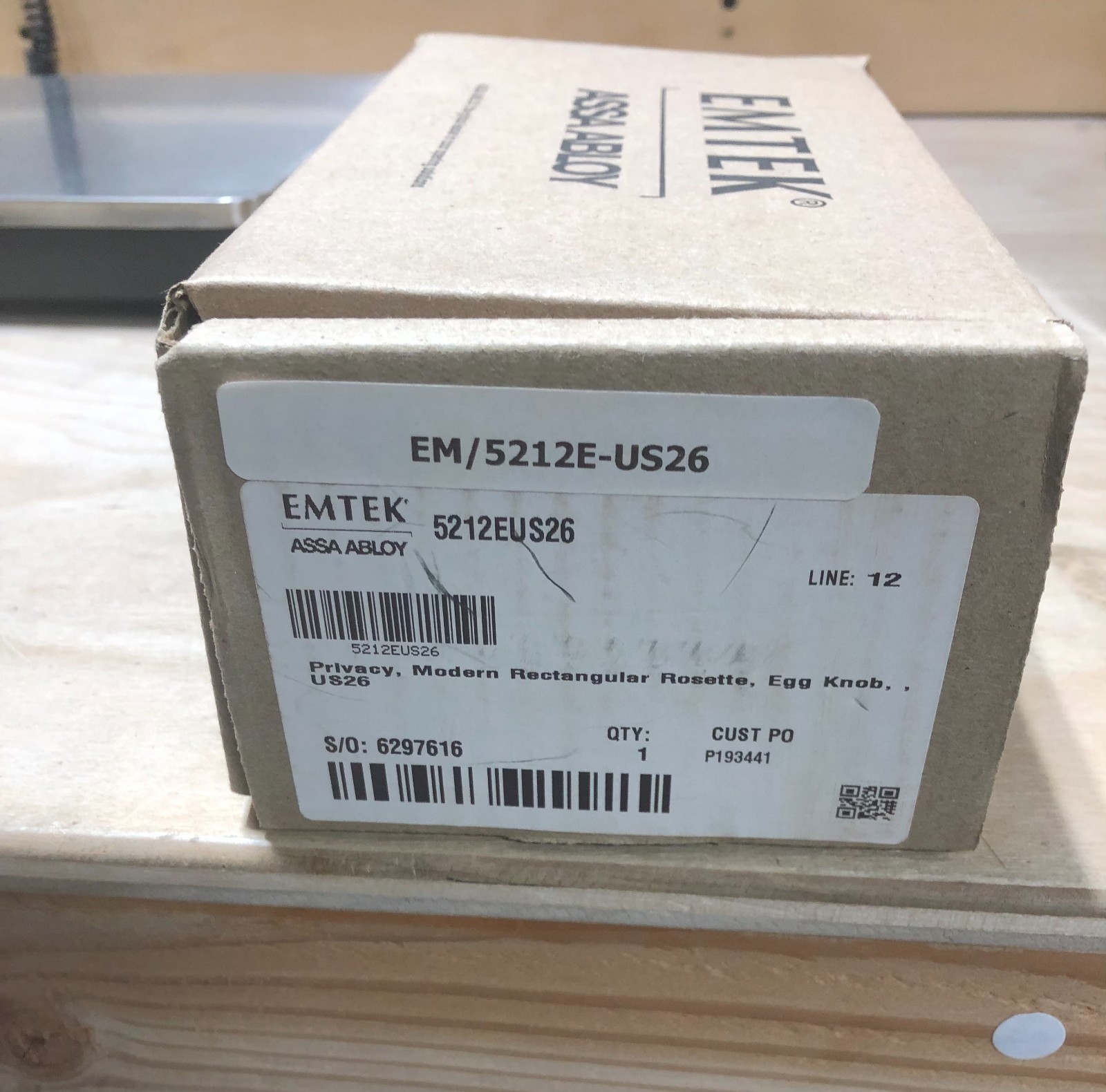 Emtek 5212EUS26 privacy rectangular rosette egg knob polished silver